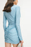 Long Sleeve Crystal Light Blue Dress