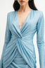 Long Sleeve Crystal Light Blue Dress